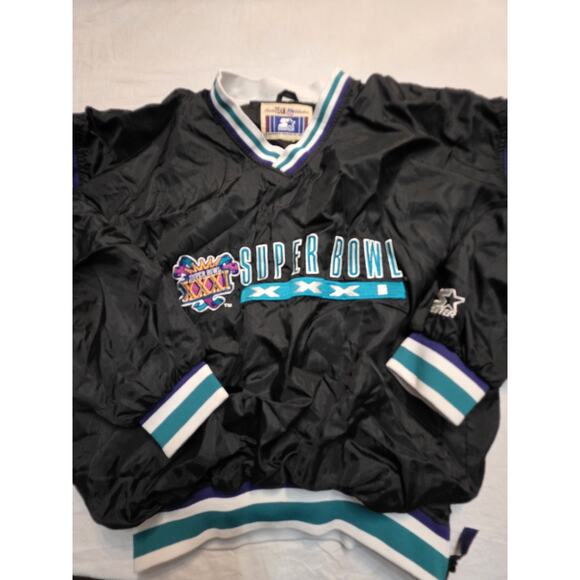 1997 Starter Superbowl V-neck Pullover Windbreaker Jacket Men’s Size Small Or... - Picture 1 of 7